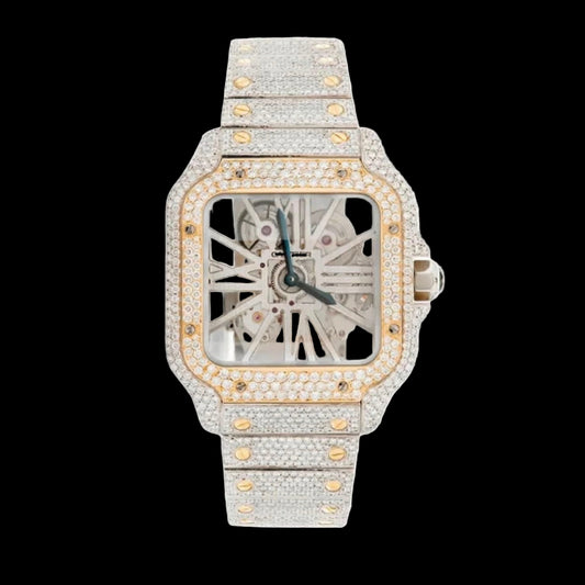 Diamond - Santos Skeleton 40mm - 2 Tone Yellow Gold